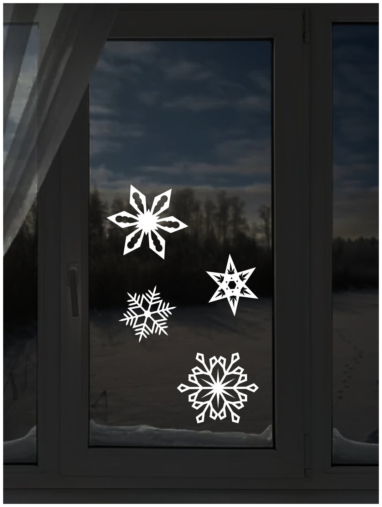 Наклейка виниловая на зеркало, на окно "Снежинки" 19х19см (интерьерная, на стену, декор, украшение, Новый год)