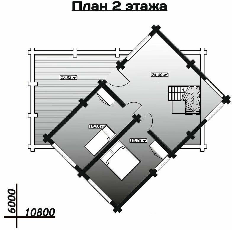 Готовый проект дома из оцилиндрованного бревна / Двухэтажный / 161,87 м2 - фотография № 3