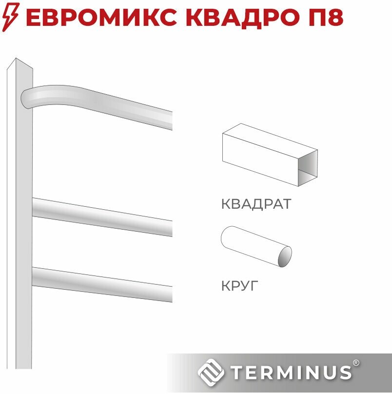 Полотенцесушитель электрический Terminus Евромикс П8 400x850 квадро - фото №6