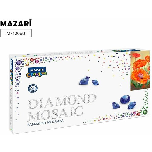 Набор для творчества Алмазная Мозаика (Цветы) 22*40см MAZARI Холст Фоторамка (Частичная выкладка) Стразы-камешки Красные маки (картонная упаковка) (14300)