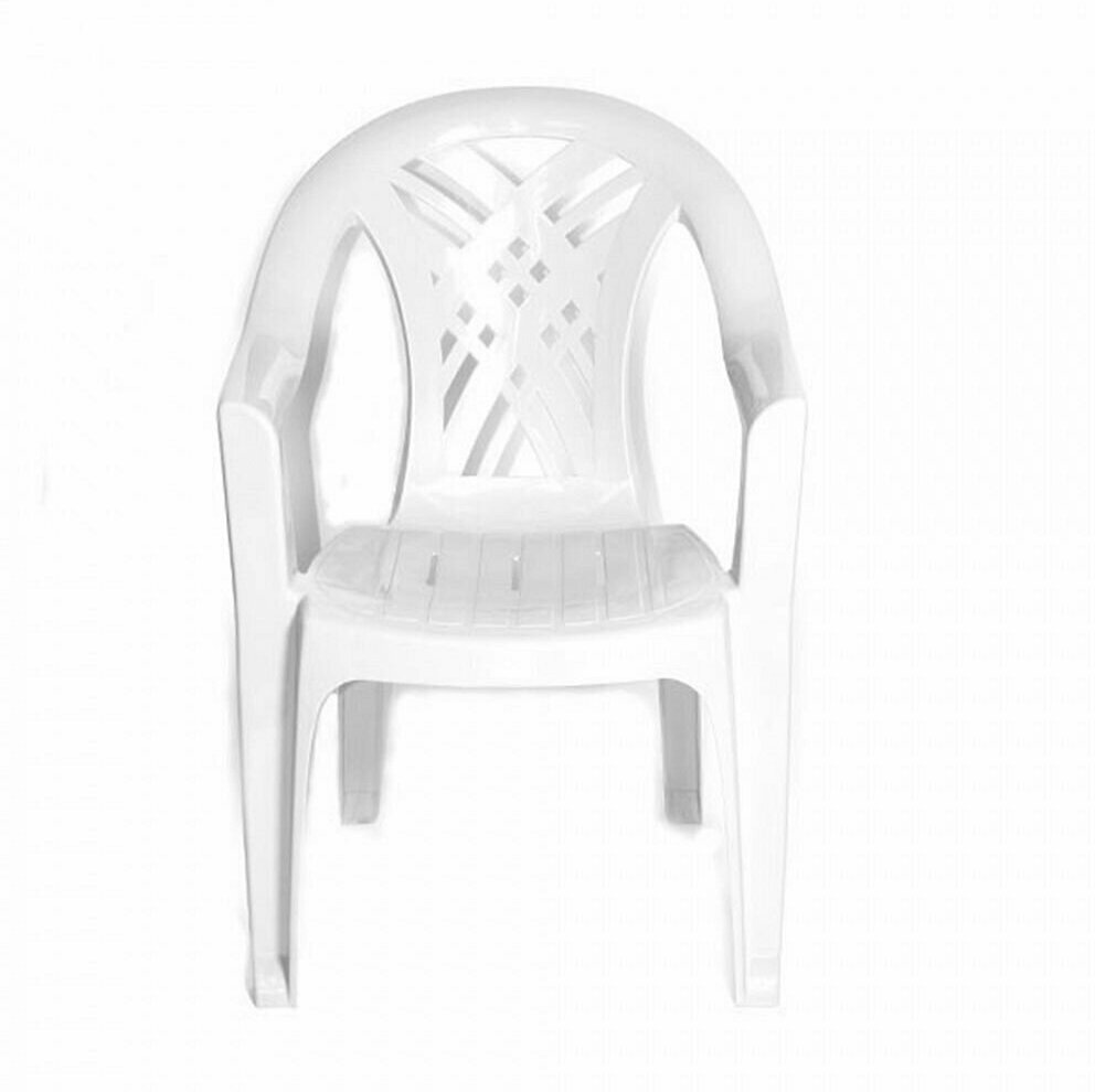 Садовое кресло с подлокотниками Садовый стул пластик белый ПРЕСТИЖ-2 66х60х84см - фотография № 3