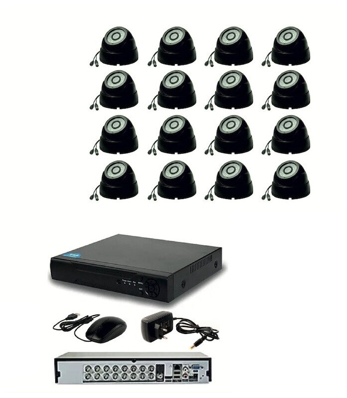 Готовый AHD комплект видеонаблюдения на 16 внутренних камер 5мП c ИК подсветкой до 20м