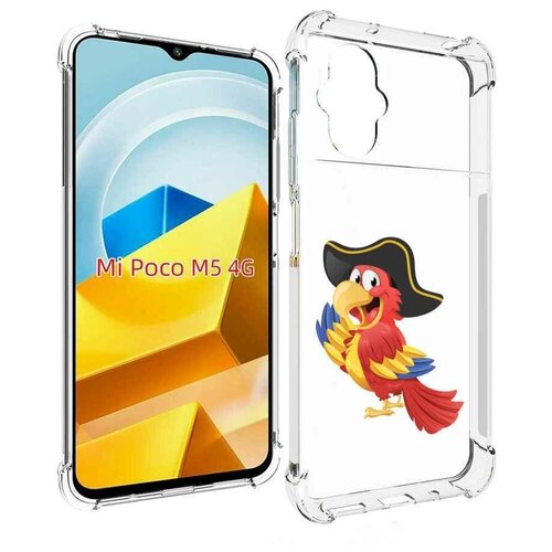 Чехол MyPads попугай-пират для Xiaomi Poco M5 задняя-панель-накладка-бампер чехол mypads лиса пират для xiaomi poco m5 задняя панель накладка бампер
