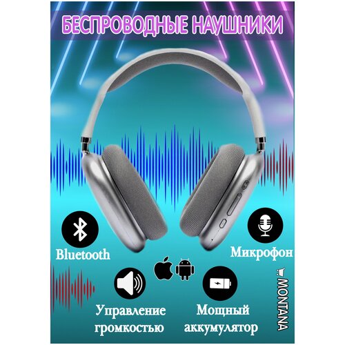 Универсальные Наушники для спорта и игрGREAT SOUNDбеспроводныестильный дизайнBluetoothсеребристый 155000₽