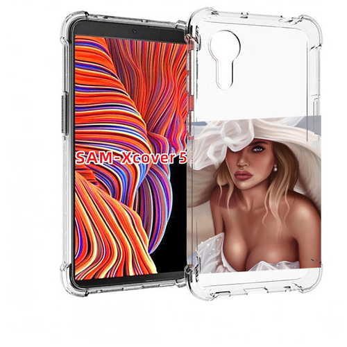 Чехол MyPads девушка-в-белой-шляпе женский для Samsung Galaxy Xcover 5 задняя-панель-накладка-бампер