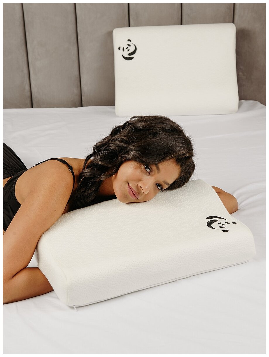 Подушка ортопедическая с эффектом памяти PandaHug Аir-pillows 50*38*10/12 + подарок! Аромароллер "Harmony sleep" - фотография № 4