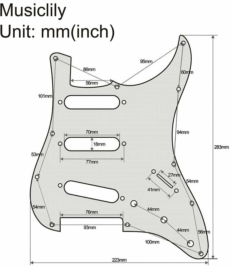 Защитная накладка гитары Fender Stratocaster SSS 3 слоя белая Musiclily MX1388AW