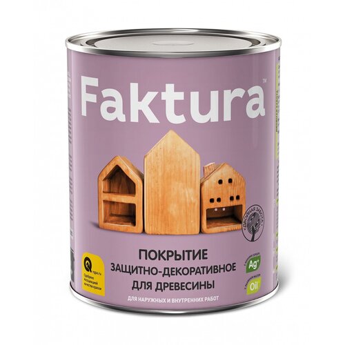 Декоративная пропитка Faktura для дерева биоцидная с льняным маслом и ионами серебра, бесцветная, 2.5 л