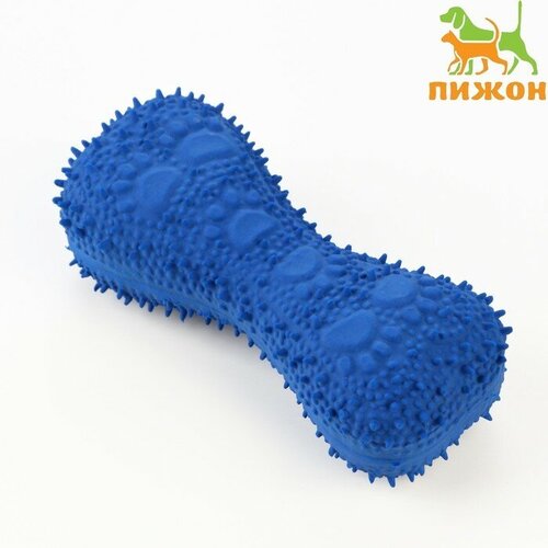 Игрушка пищащая для собак из латекса Кость, 3 см, синяя 1 шт