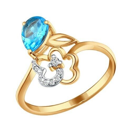 фото Золотое кольцо sokolov 712014 с топазом и фианитом diamant-online