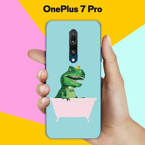 Силиконовый чехол на OnePlus 7 Pro Динозавр и утка / для ВанПлас 7 Про