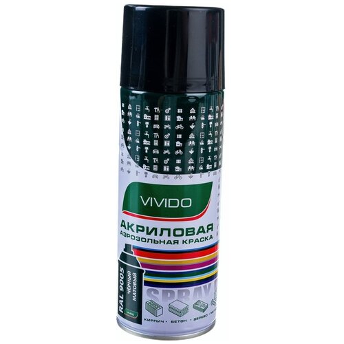 Акриловая аэрозольная краска Vivido черный матовый RAL 9005 VI9005m