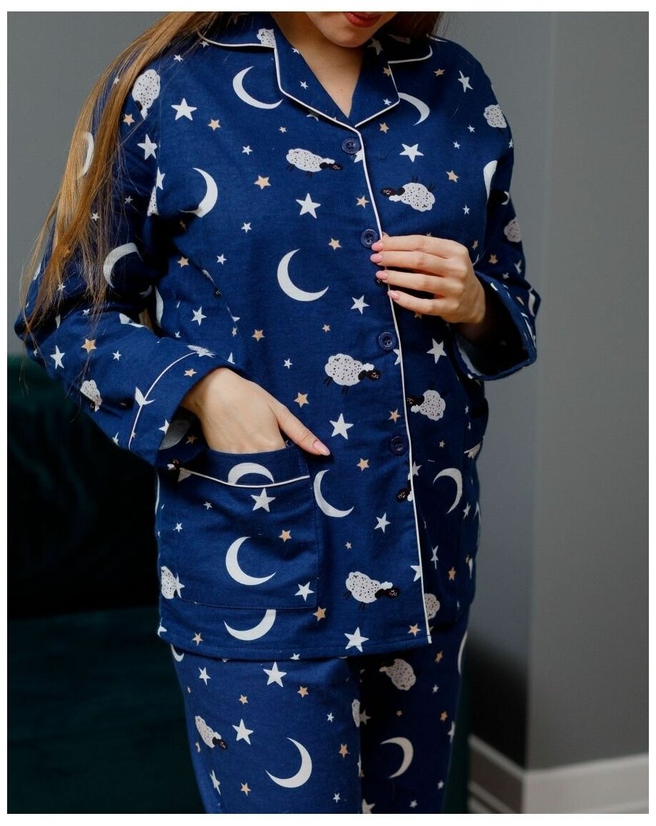 Пижама женская со штанами фланелевая, домашний костюм_размер_M - фотография № 15