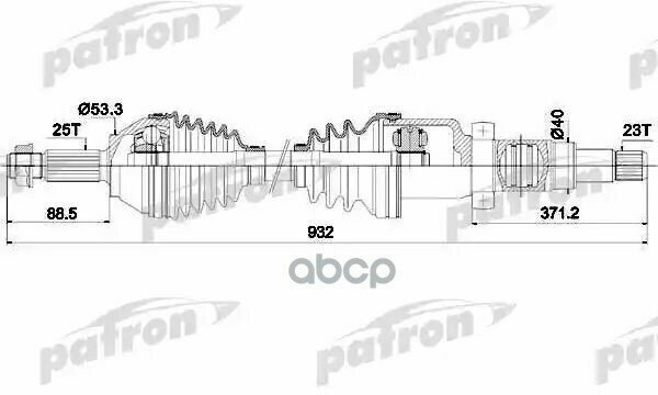 Полуось Передняя Правая 25X934x53.38x23 Ford: Focus 98-04, Focus Clipper 99-04, Focus Седан 99-05, Focus Универсал 99-04 PATR.