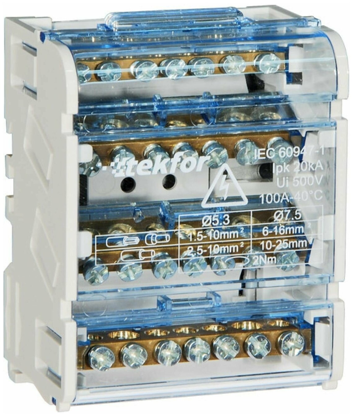 фото Кросс-модуль 4 полюса, 100 А, 5х1,5-6 мм. кв. + 2х10-25 мм. кв