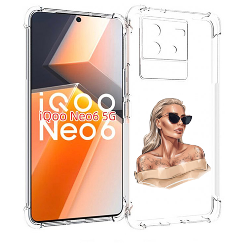 Чехол MyPads блондинка-в-очках женский для Vivo iQoo Neo 6 5G задняя-панель-накладка-бампер