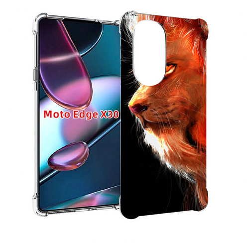 Чехол MyPads Арт-рисунок-льва мужской для Motorola Moto Edge X30 задняя-панель-накладка-бампер