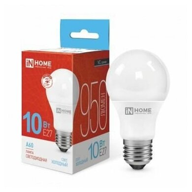 Лампа светодиодная LED-A60-VC 10Вт грушевидная 6500К холод. бел. E27 950лм 230В IN HOME 4690612020228