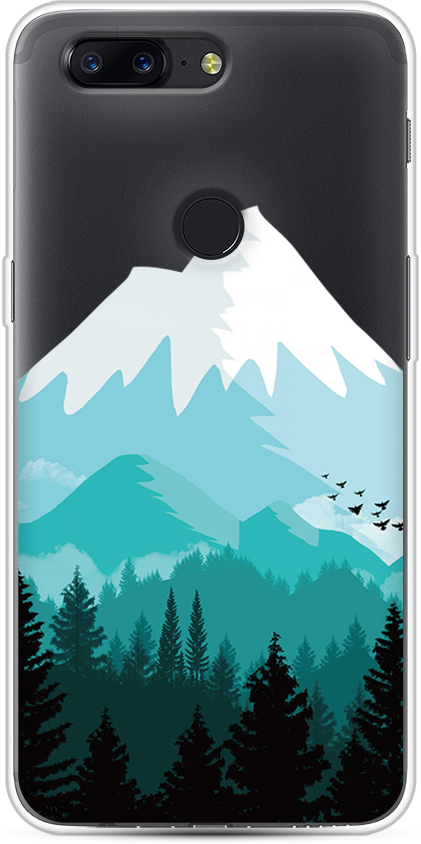 Силиконовый чехол на OnePlus 5T / ВанПлюс 5Т "Синяя снежная гора", прозрачный