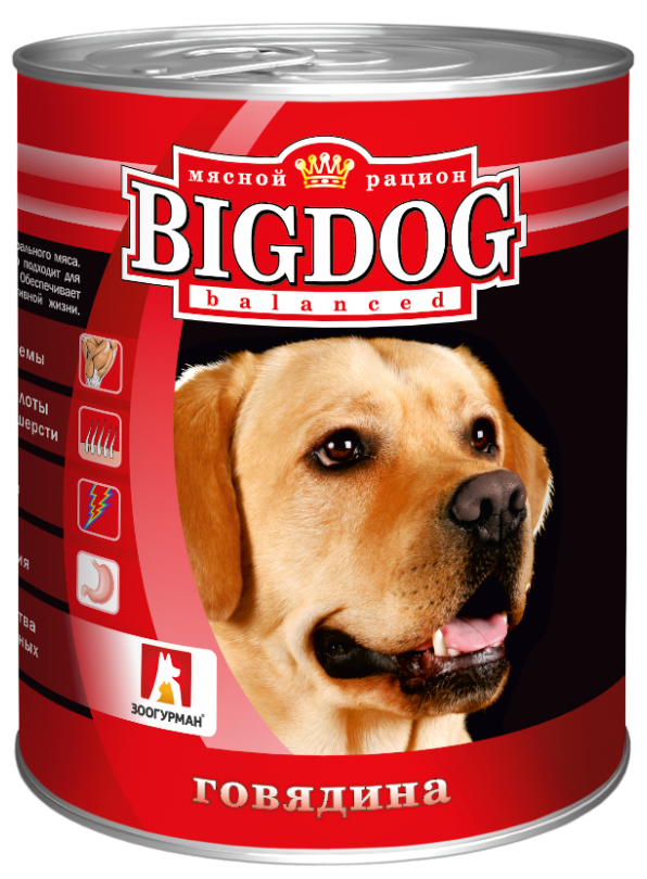 Корм влажный Зоогурман BIG DOG кон. д/собак Говядина 850г