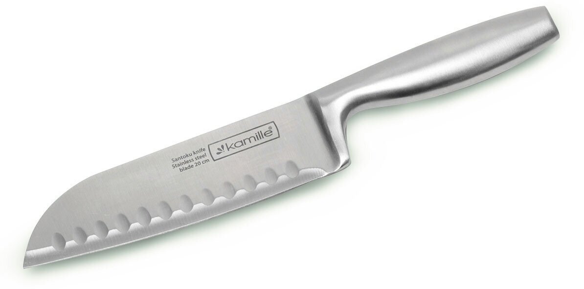 Нож кухонный "Сантоку" из нержавеющей стали Kamille КМ-5142 (лезвие 16 см; рукоятка 13 см)