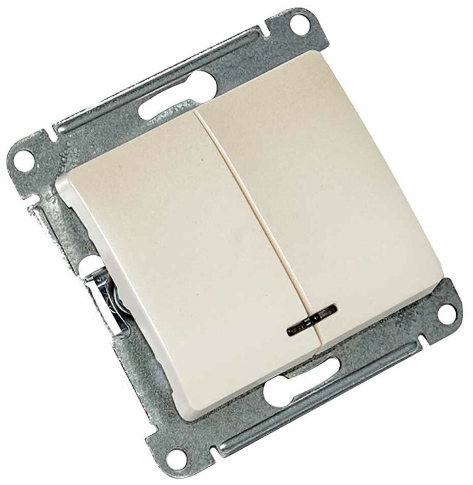 Glossa GSL000653 Выключатель двухклавишный с подсветкой (10 А, под рамку, скрытая установка, перламутр) Schneider Electric - фото №10