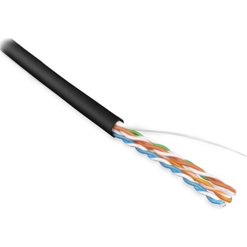 Кабель витая пара Hyperline U/UTP, категория 5e, 4 пары (24 AWG), одножильный (solid), LSZH, UUTP4-C5E-S24-IN-LSZH-BK-100 кабель витая пара экранированная cabeus ftp 4p cat 5e solid lszh ftp f utp категория 5e 4 пары 0 51 24 awg одножильный lszh