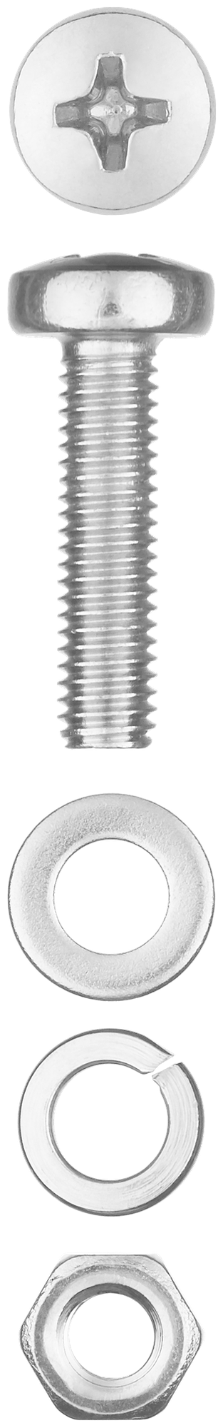 Комплект винт шайбы гайка M4x20 мм 24 шт Зубр 303476-04-020