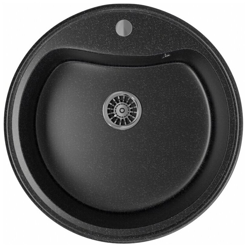 Мойкa ML-GM09 круглая, черная (308), 490мм (глуб. чаши 185) - фотография № 3