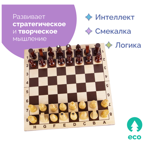 Шахматы обиходные лакированные с темной доской, настольные развивающие турнирные семейные игры