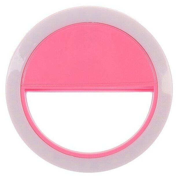 Светодиодная кольцевая лампа для телефона LuazON AKS-03, от батареек, 3 режима, розовая - фотография № 5