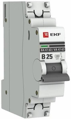 Выключатель автоматический модульный 1п B 25А 4.5кА ВА 47-63 PROxima EKF mcb4763-1-25B-pro