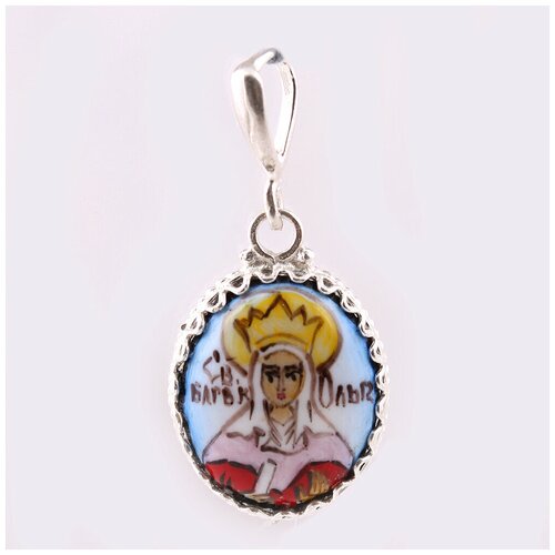 Икона нательная медь, серебрение, финифть, ручная работа Ольга