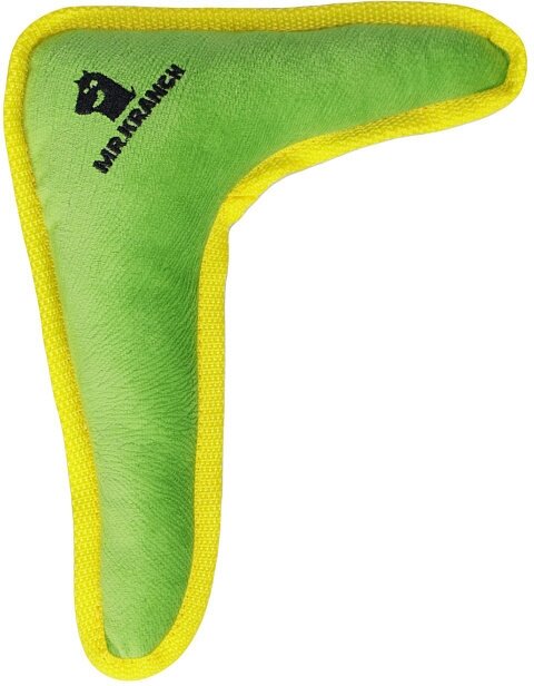Игрушка Mr.Kranch для собак средних и крупных пород Бумеранг с пищалкой 34х28,5х6,5см, зеленый
