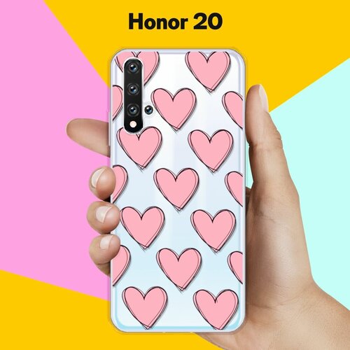 Силиконовый чехол Узор из сердец на Honor 20 силиконовый чехол узор из сердец на honor 20s