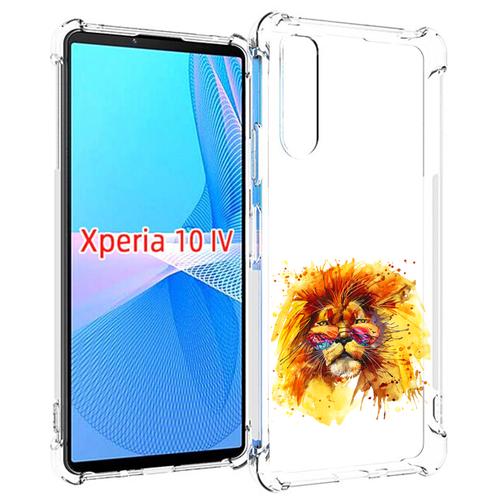 Чехол MyPads лев в очках для Sony Xperia 10 IV (10-4) задняя-панель-накладка-бампер