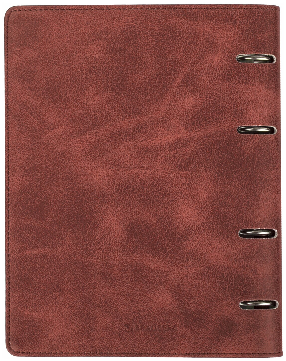 Тетрадь на кольцах А5 (180х220 мм), 120 листов, под кожу, клетка, Brauberg Main, коричневый, 401710