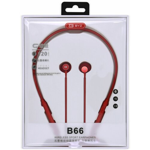 Наушники беспроводные BT ver 50 BYZ B66 вкладыши с микрофоном 120mAh красный 160000₽