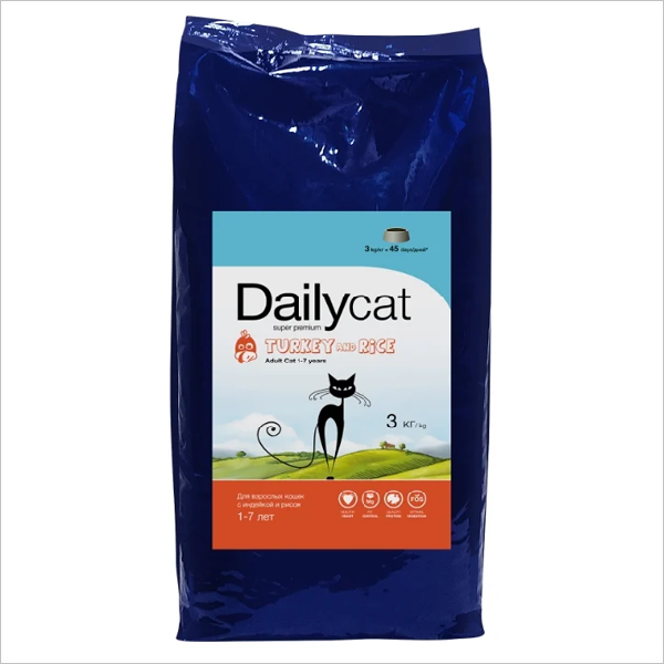DAILYCAT ADULT TURKEY & RICE монобелковый для взрослых кошек с индейкой и рисом (3 кг) - фотография № 13