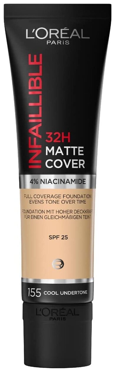 LOreal Paris Тональный крем Infaillible 32H Matte Cover, SPF 25, 30 мл, оттенок: 155