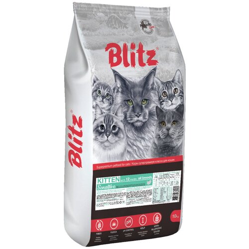 Сухой корм BLITZ Sensitive Kitten All Breeds для котят, беременных и кормящих кошек, 10кг