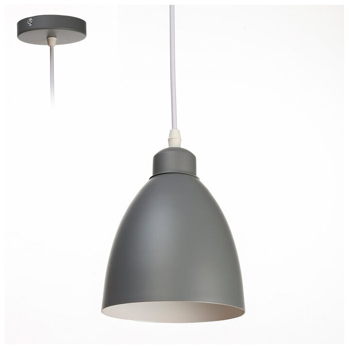 фото BayerLux Светильник подвесной "Овал" 1x40Вт E27 серый 14х14х18-98 см