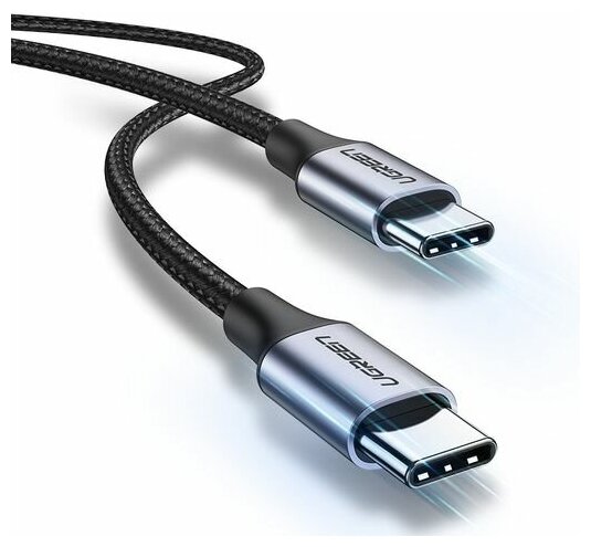 Кабель для зарядки и передачи данных USBC 2.0 Male - USB C 2.0 Male Ugreen, 3A, 0.5м, в оплетке, черный (50149)