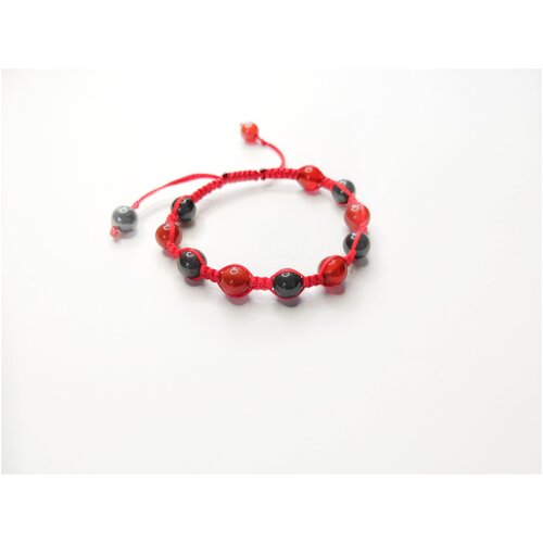 Браслет Гранат красный и Сердолик женский из натуральных камней шамбала ручная работа