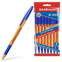 Набор ручек шариковых 8 шт. ErichKrause R-301 Orange Stick&Grip, узел 0.7 мм, чернила синие 9521483