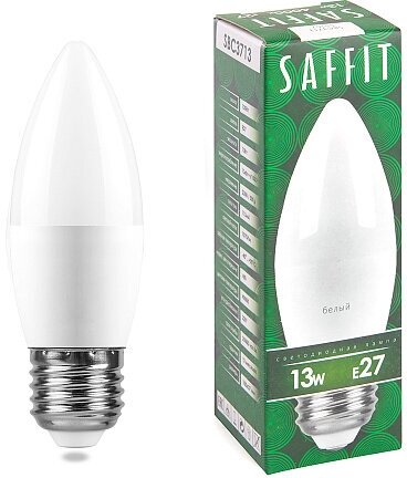 SAFFIT Лампа светодиодная SBC3713, C37 свеча, 13W 230V E27 4000К, 1070Lm 55167