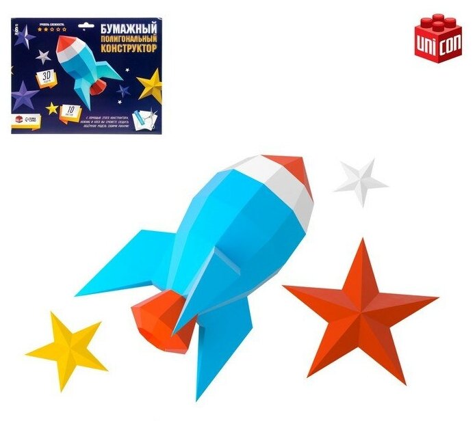 Конструктор Unicon полигональный, Ракета, 10 листов, для детей