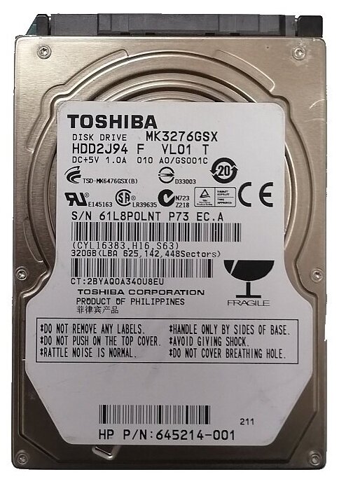 Винчестер 2,5" 320Gb SATA Toshiba MK3276GSX VL01 T