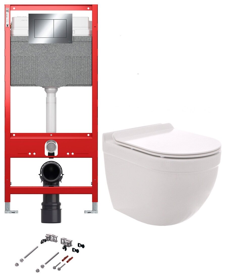 Комплект инсталляция TECE с безободковым унитазом AQUAME с сиденьем SoftClose AQM2006302