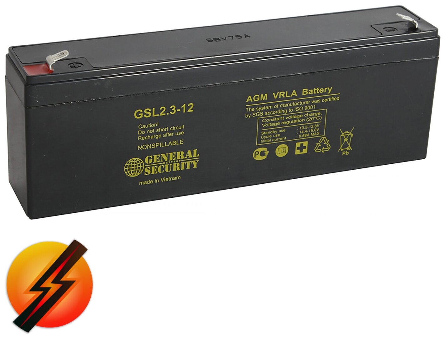 Аккумулятор General Security GSL 2.3-12 (12В 2.3 Ач / 12V 2.3Ah)